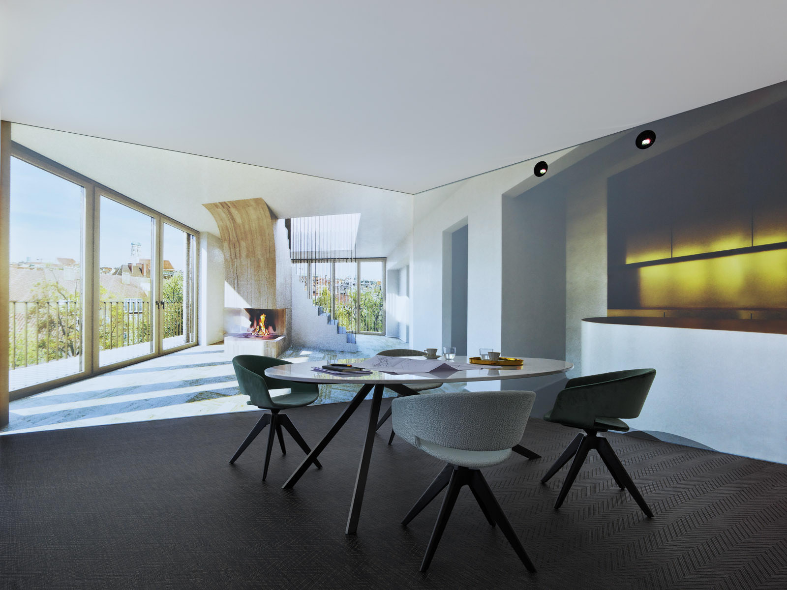 Meetingsraum mit 3D Projektion an den Wänden