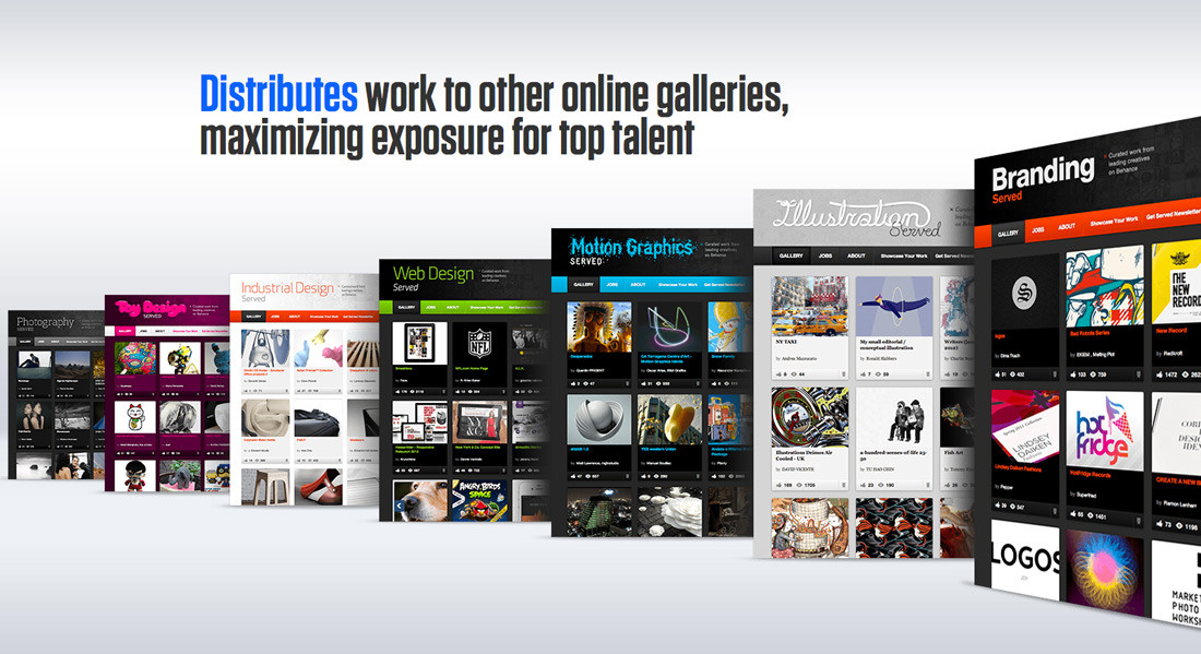 Different categories at Adobe Behance