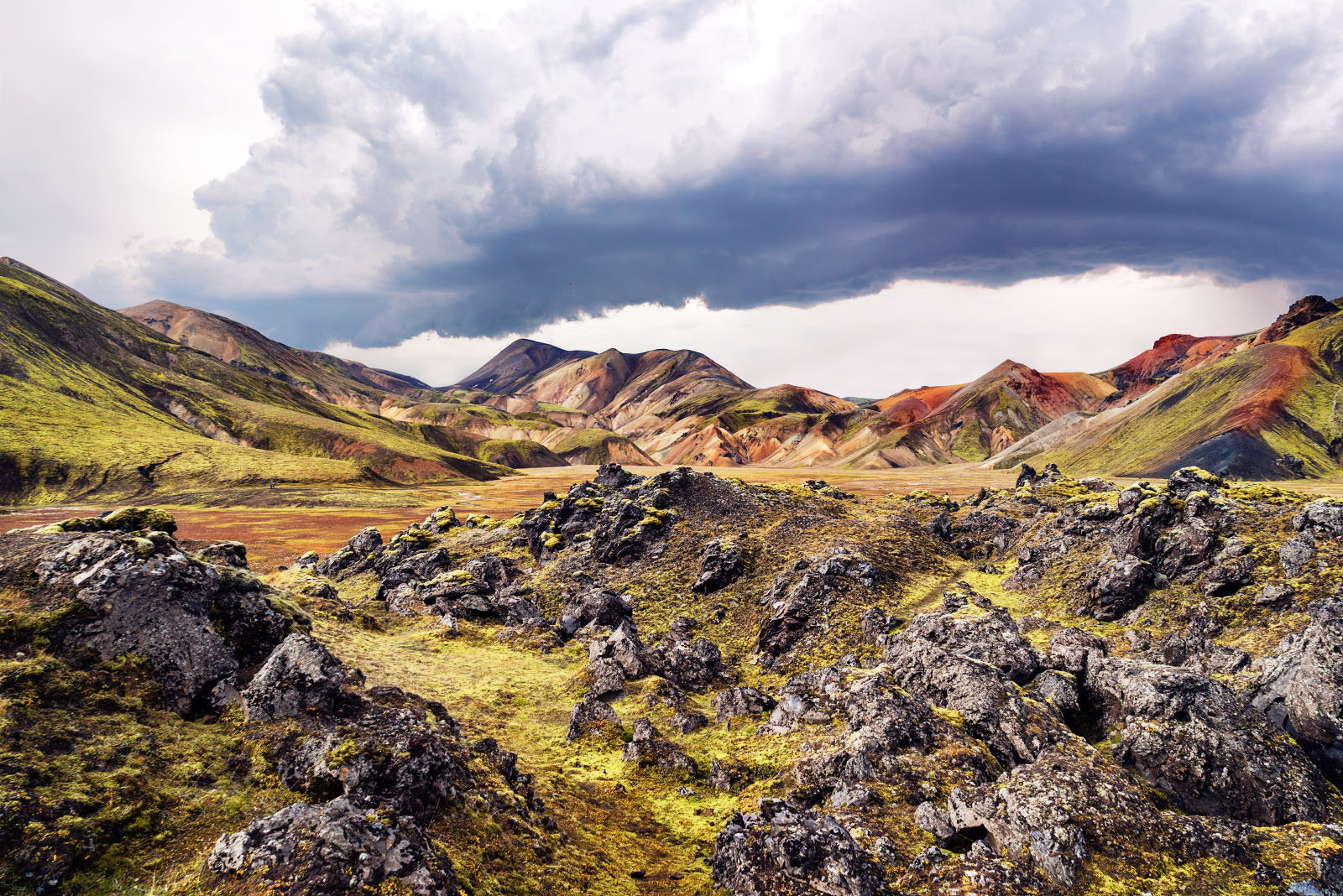 Landschaftsaufnahme aus dem Hochland Islands, hier aus Landmannalaugar.