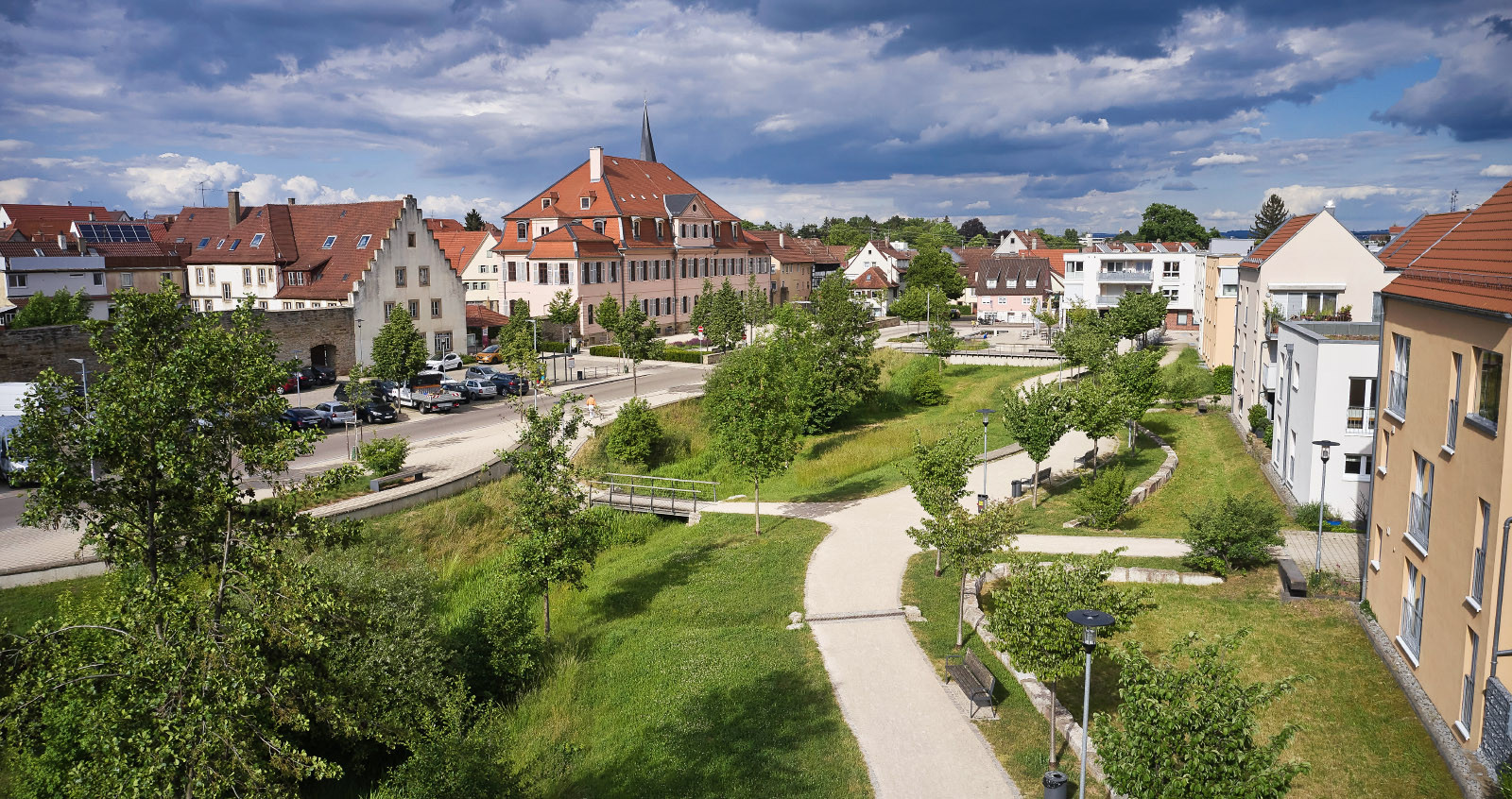 Luftbildaufnahme einer Parkanlage