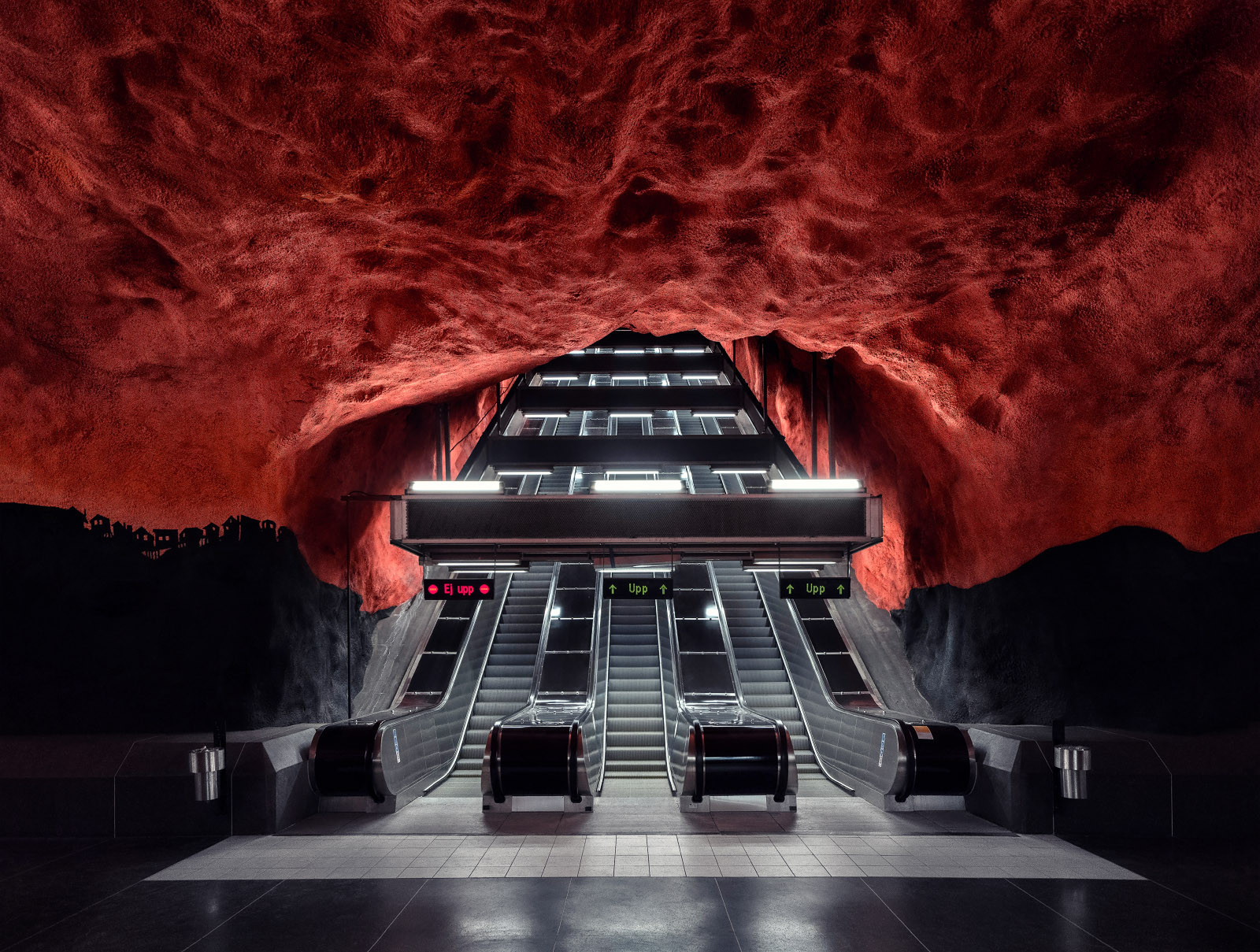 U-bahn Fotografie aus Stockholm, rot und schwarz